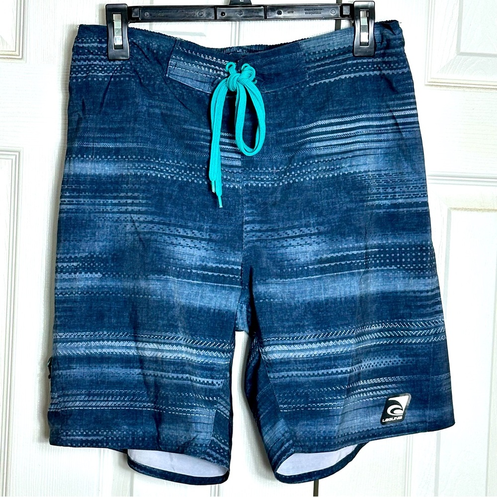 Laguna Men’s Blue Geometric Lined Board Shorts Swim Trunks Sz M